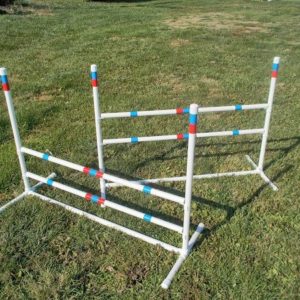 a pair of large single dog agility jumps for agility training